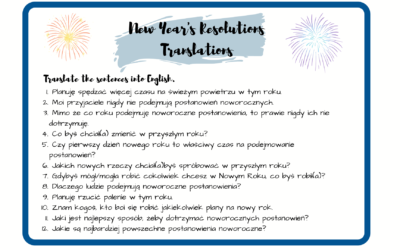Noworoczne postanowienia – tłumaczenia zdań i mówienie