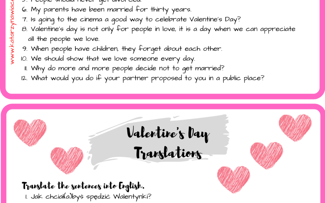 Walentynki – tłumaczenie zdań i mówienie