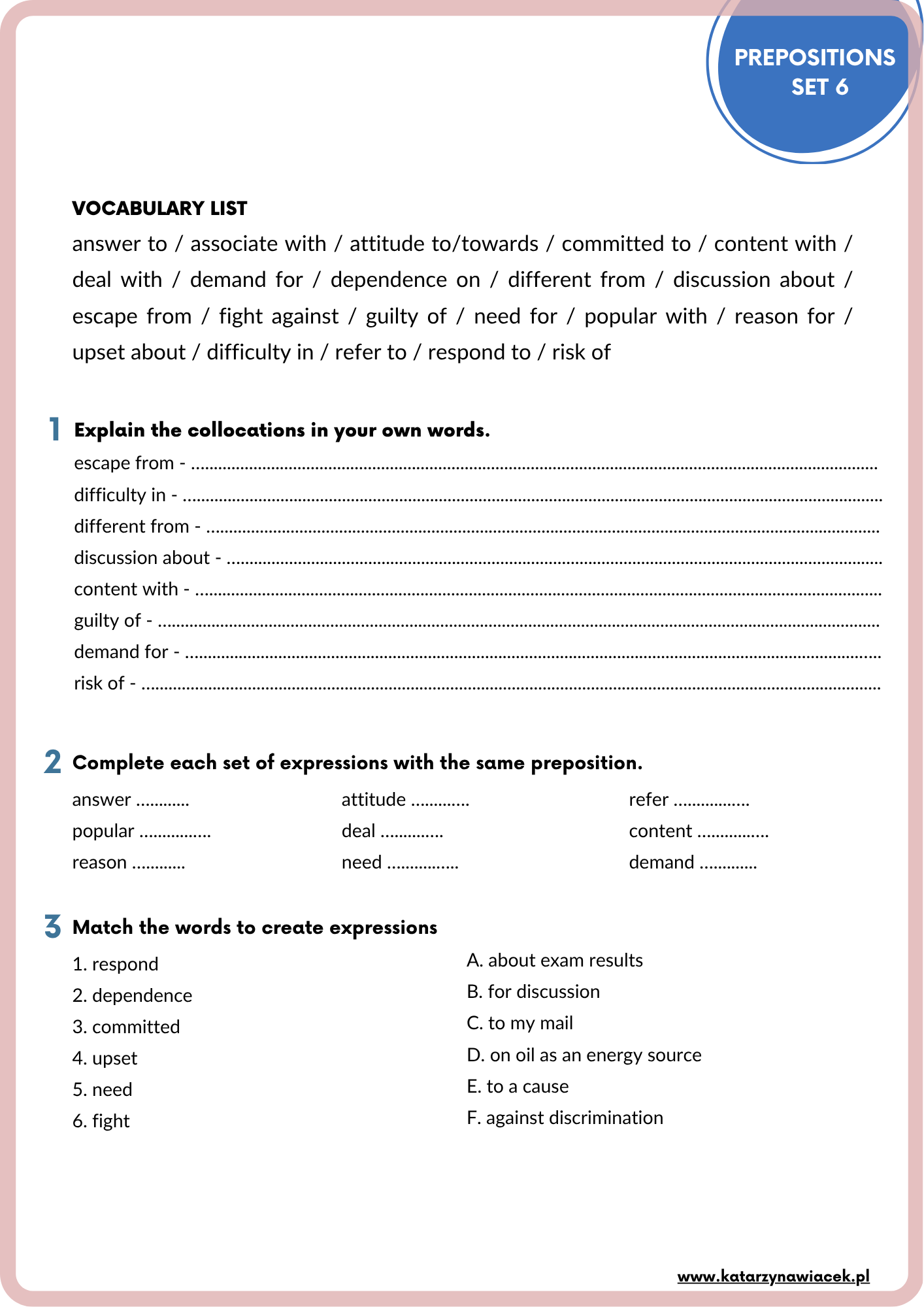 Matura Mixed Vocabulary sample 1